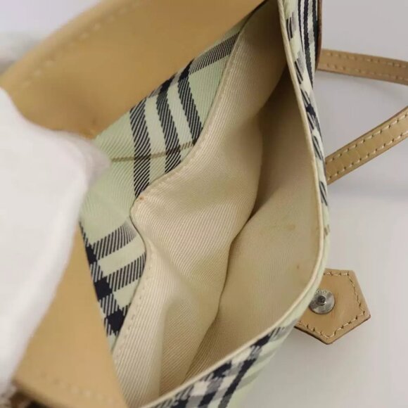 BURBERRY Nova Check Blue Label Shoulder Bag Canvas Peppermint Auth - Picture 10 of 16